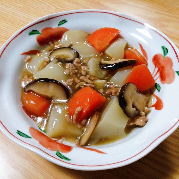 腸活☆こんにゃくと人参と椎茸のそぼろ煮